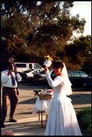 Jennifer tossing the bouquet